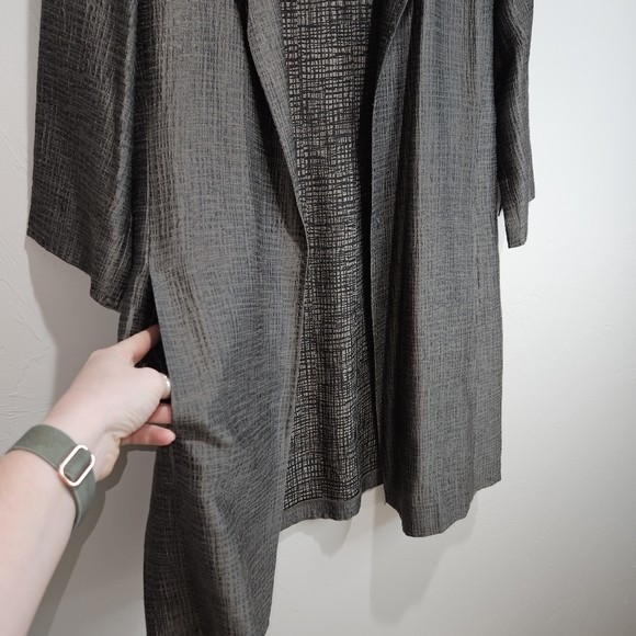 EILEEN FISHER Silk Duster Topper Gray Women's Lightweight Jacket Cardigan $498 - Picture 5 of 12